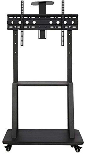 GGZONE Estante Flotante de Piso de TV de Acero Inoxidable para televisores de 50 a 86 Pulgadas, Soporte de Piso de TV Negro con Ruedas Ruedas de hasta 200 kg Altura de inclinación Ajustable, MAX Vesa