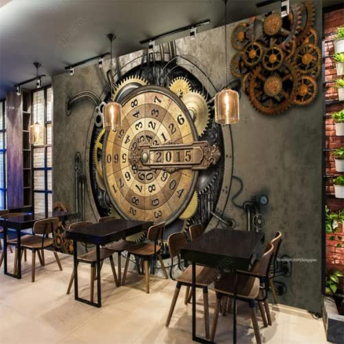 Fototapete 3D Effekt Tapete Industrielle Zahnräder Uhren 3D Tapeten Wandbilder Wohnzimmer Schlafzimmer Kinderzimmer Dekoration Wanddeko