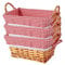 Wickerfield 3PCS Rectangle Traditional Wicker Bread Basket With Handles, Red Gingham Liner, Kitchen Storage, Trade Countertop, Gift