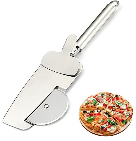 1 PC Pizza Cutter, 4 In 1 Bicycle Shape Dishwasher Safe Pizza Cutter Stainless Steel Sharp Blade Ergonomic Handle Pizza Cutter Wheel(1Pc Pizza Cutter-Silver,size:28x8.8x3.4cm)
