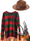 Bella Dox Herren Halloween Nightmare On Elm Street Freddy Krueger Horror Kostüm Pullover + Hut + Klauenhandschuhe Verkleidung Outfit (XL)