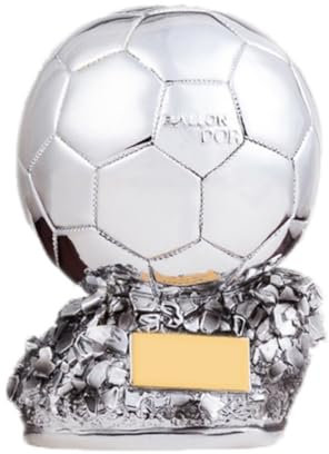 AMMICCO Trofeo Palloncino Oro Calcio Campione Trofeo Golden Pallone Calcio Trophy Collezione di souvenir Decorazioni Casa Ufficio Regali per Fan (Argento, 25 cm)