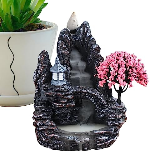 Dranng Backflow Incense Burner Räuchergefäß, Harz Weihrauchbrenner Wasserfall Weihrauchhalter Landschaft Rückfluss Räuchergefäß Räucherstäbchenhalter Home Decoration Aromatherapie Ornamentherapy