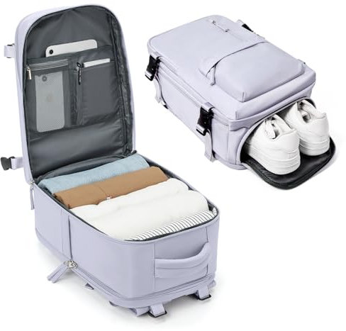 BJLFS Baggage Cabine 40x20x25 pour Ryanair Sac à dos Voyage Femme Cabin Avion 20L sous Siège Bagage à Main 40x20x25 Ryanair Sac à Dos ordinateur portable 14 pouces Homme,Violet