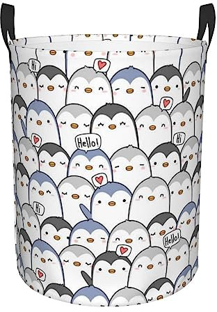 Süßer Pinguin-Wäschekorb, einlagig, für schmutzige Kleidung, Wohnzimmer, Schlafzimmer, für den täglichen Gebrauch im Haushalt