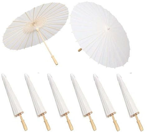 Tagtight 8 parasoles de papel para bodas, regalos, 40 cm, sombrillas de bambú para decoraciones de mesa, despedidas de soltera, accesorios de fotografía
