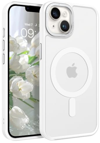BENTOBEN Magnetic iPhone 13/14 Case, Slim Thermoplastic Polyurethane Matte Pure White Phone Case for iPhone 13/14 6.1 with MagSafe Compatibility