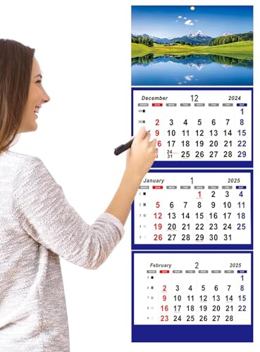 Drei-Monatsansichtskalender 2026, 3-Monats-Wandkalender 2026, großer Monatskalender mit vertikaler 3-Monatsanzeige, leicht lesbarer Kalender für die tägliche Organisation und Planung