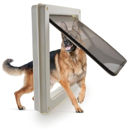 Puerta mosquitera para mascotas, puerta magnética para perro, puerta mosquitera para perro con solapa magnética con cerradura para puerta de cachorro, perro y gato (grande)