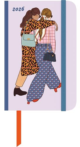 DUMONT - Emmy Lupin 2026 – Taschenkalender klein 9x14 cm – Wochen-Notizkalender mit Verschlussband & Falttasche, stylischer Begleiter für Frauen