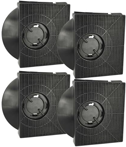 vhbw 4x Filtres à charbon actif compatible avec Elica CIAK LUX GR/A/L/56, CIAK LUX GR/A/L/56 PRF0121068B hotte aspirante - 21,3 x 20,7 x 4,1 cm