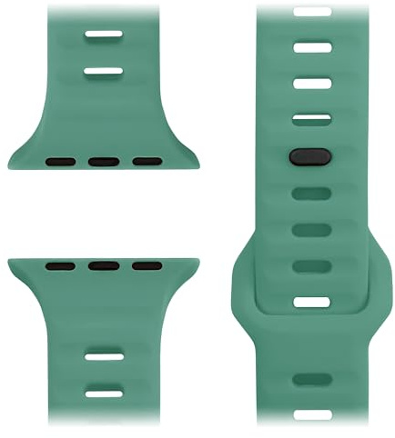 NALIA Motion Silikon Armband kompatibel mit Apple Watch Armband iWatch Series SE/10/9/8/7/6/5/4/3/2/1, 38/40/41/42mm, Ersatzarmband Soft Sportarmband mit Steck-Pin Verschluss, Farbe:Fichtengrün
