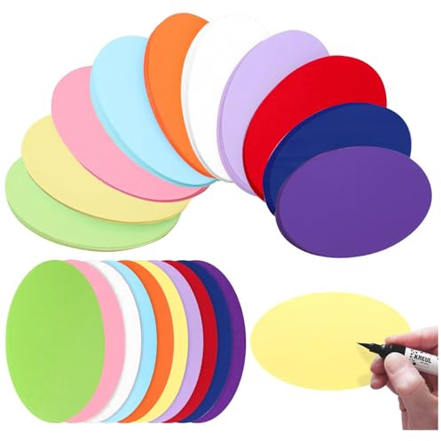 500 Stück bunte Moderationskarten Oval 13x8cm Moderationskoffer Set Bastelkarton Für Vortrag Schule Büro