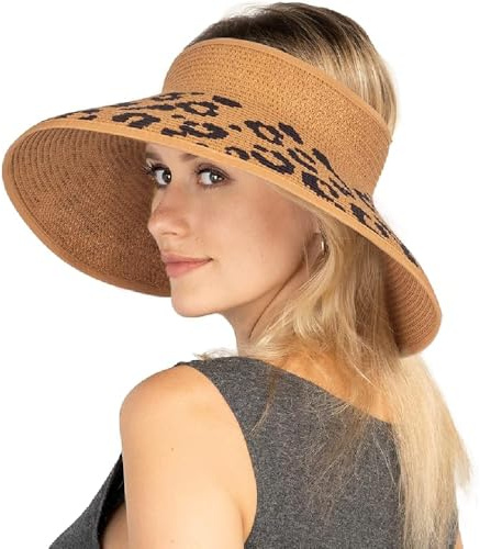 Kyzistn Strohhut für Damen, faltbar, Sonnenblenden für Damen, breite Krempe, Strohhut, Pferdeschwanz, Sommer, Strand, Beige, beige, 1