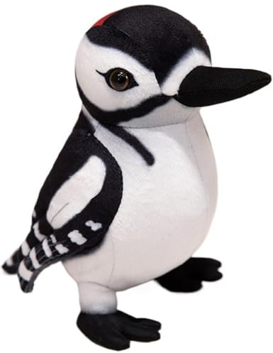 KUKUShining Specht Plüsch, Weiche Kuschelige Stofftiere Puppen Realistisches Vogel Plüschtier Pädagogisches Spielzeug for Lustige Geschenke(Black,25cm/9.8in)
