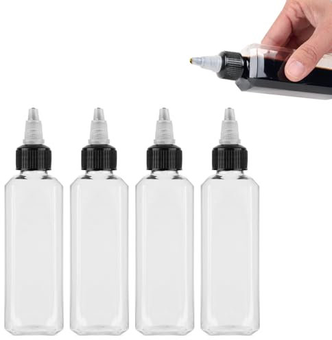 SOGHO Lot de 4 bouteilles de 100 ml, flacons doseurs, bouteilles compressibles, bouteilles à sauce, bouteilles distributrices, bouteilles d'huile, distributeurs d'huile, bouteilles à presser pour