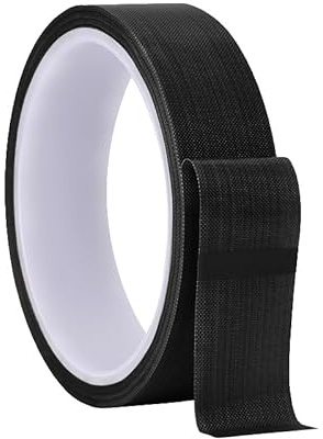 Misuyue 20mm Teflonband, Hitzebeständiges Klebeband, 0.18mm Dicke Schwarz | Teflon Klebeband PTFE Glasgewebeband für Vakuumiermaschine Impulsversiegeler, Hitzebeständiges bis 300℃
