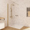 BAIKAL Mampara de Ducha. Panel Fijo de 80cm. Perfil Oro Mate. Cristal Transparente Templado 8mm de espesor. Tratamiento Antical. Alto 195 cm. Brazo adaptable 60-100cm.