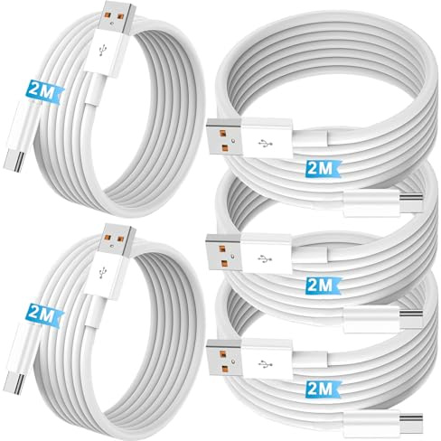 Gartmost 5Pack USB A to USB C Fast Charging Cable, Data Transfer【5x200CM】 | Compatible with iPhone 17/16/15 & Type-C Devices, 5-Piece Value Pack, Durable & Sturdy for Office, Car and Home.