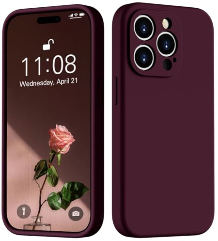 HGH Flüssig Silikon Hülle für iPhone 15 Pro Max, Handyhülle für iPhone 15 Pro Max Hülle Dünn, 3-Schicht-Struktur FallSchutz Case mit Weiches Mikrofaser Futter Matt Hülle 6.7 Weinrot
