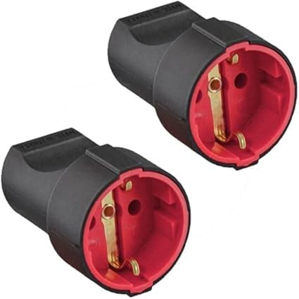 Set 2 pezzi - Presa Schuko Volante 16A 250V Femmina per Cavo Elettrico in Gomma IP20 Bipolare con Messa a Terra 3500W Sicurezza - Nero