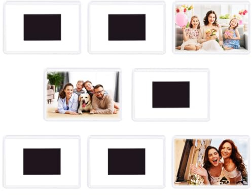 8 Pcs Small Magnetic Photo Frames, Mini Photo Frames for Personalised Fridge Magnets, Mini Picture Frames, Photo Magnets for Fridge, Blank Acrylic Photo Frame for Refrigerator and Family Gifts