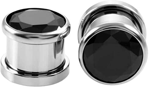 Aotiwe 2 Stück Tunnel Ohr Plug, Ohr Piercings Set mit Rundem Zirkonia Edelstahl Ohr Piercing Schmuck