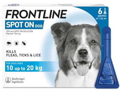 FRONTLINE Spot On Flea & Tick Treatment for Medium Dog (10-20kg) 6 Pipettes