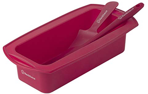Backhaus FlexBake Molde Rectangular de Silicona Premium Antiadherente y Espátula Gratis | Juego de Repostería 100% Libres de BPA | 5 años de Garantia | Ø: 23cm | Rojo