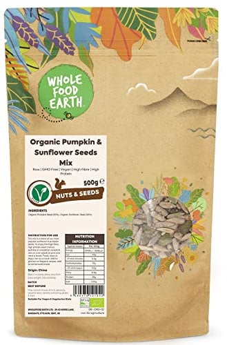Wholefood Earth Organic Pumpkin & Sunflower Seeds Mix 500g Raw | GMO Free | Vegan | High Fibre | High Protein | Certified Organic