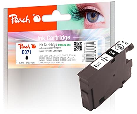Peach E071/089 Druckerpatrone XL schwarz ersetzt Epson T0711 bk, C13T07114011 für z.B. Epson Stylus DX 7400, Epson Stylus SX 400, Epson Stylus DX 8450, Epson Stylus SX 205, Epson Stylus SX 210