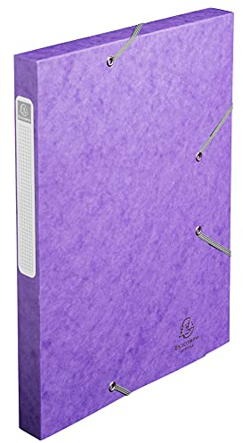 Exacompta 18515H Premium Sammelbox mit Gummizug 25 mm breit aus extra starkem Colorspan-Karton mit Rückenschild für DIN A4 Archivbox Heftbox Dokumentenbox Zeichenbox Sammelmappe violett