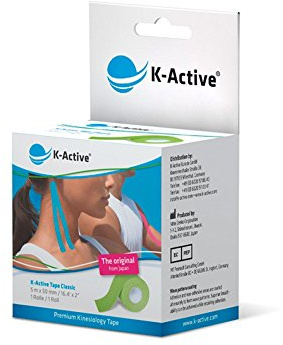K-Active Kinesiologie Tape Classic GRÜN, wasserabweisend und hypoallergen, 50 mm x 5 m, 1er Box