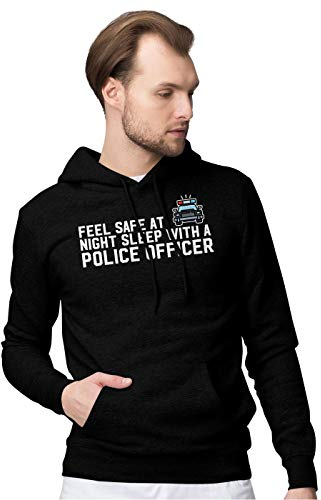 BLAK TEE Herren Feel Safe at Night Sleep with A Police Officer Slogan Kapuzenpullover S