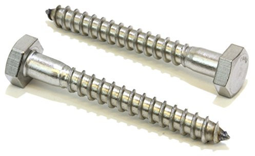 1/4 x 2 Stainless Hex Head Lag Bolt Screws, (25 Pack), 304 (18-8) Stainless Steel Coach Bolts/Large Screws for Wood with Plain Finish by Bolt Dropper