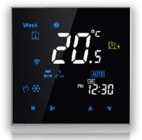 BecaSmart 3000 Serie Termostato Programmabile Quattro Tubi per Climatizzatore Ventilconvettore con Connessione WiFi per Supporto Intelligent Voice (Quattro tubi, Nero(WIFI))