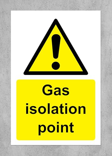 Gas isolation point safety sign - 1.2mm Rigid plastic 150mm x 100mm