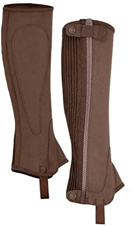 Shires Moretta Amara - Mezza chaps in camoscio per bambini, taglia L, colore: Marrone