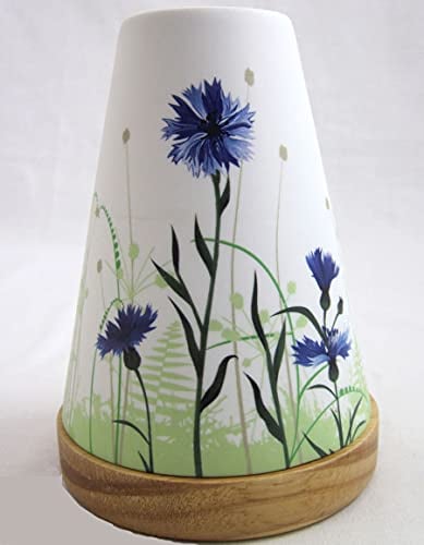 Teelichtleuchter Vintage Style Kornblumen Nr.31 blau/weiß ca. 14,5 cm hoch