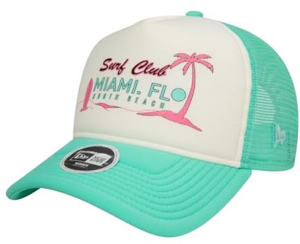New Era Miami Truckercap Damen Frau Mädchen verstellbar A-Frame Surf Club türkis weiß - One-Size