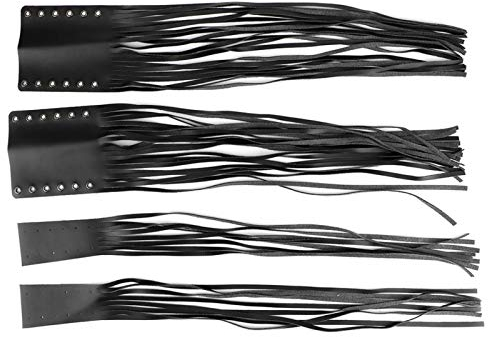 Motorrad Leder Leder Fransen Lenker Gasgriff Bremskupplung Abdeckungen Hebel Streamer 7/8in 1in, Universal Handgriffe Quaste Fringe Wrap Cover(schwarz)