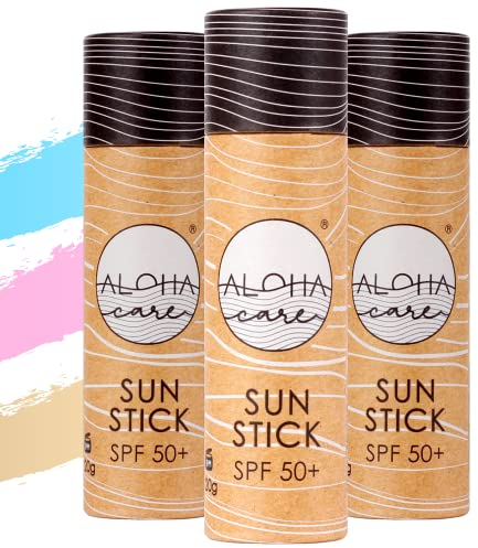 Aloha Sun Stick LSF 50+ | Gesichtsmineral Sonnenschutz zum Surfen | Eco Paper Stick 20g (3-pack)
