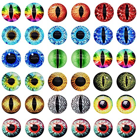 Julie Wang 15MM 40PCS Dragon Eyes Glass Cabochon Eye for Adults Clay Models Making Sculptures Props Craft DIY Findings Jewelry DIY Accessory