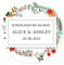 48 Stück personalisiert Blumenkranz Hochzeitssticker - Schön, dass Du da bist! Aufkleber - 4 cm Runde Papieraufkleber Etiketten für Hochzeit,Gastgeschenk,Tischdeko,Flaschen,Tüten - Rd 108-015