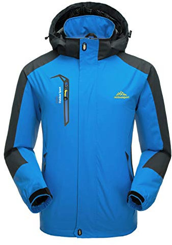 KEFITEVD Outdoorjacke Herren Wasserdicht Softshell Jacke Wanderjacke Trekkingjacke mit Kapuze Herren Funktionsjacke Winter Männer Sportjacke Himmelblau S