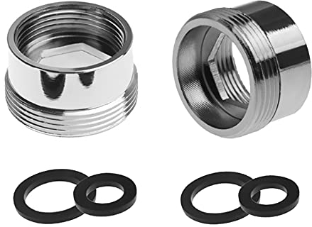 2 Stück Metall Wasserhahn Adapter 24mm Innengewinde auf 22mm Außengewinde - Messing Belüfter Stecker für Bad und Küche
