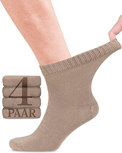 Fiera Besa Diabetikersocken für Herren mit Komfortbund ohne Gummibund, Knöchelhoch, Diabetiker Socken ohne Gummi & ohne Naht, Beige, 39-42