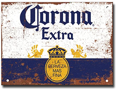 Corona Metal Bar Signs - Fixings Included - Bar Accessories for Home Pub or Outdoor Garden Pub Wall Plaque for Man Cave Gift Ideas Beer Signs with Vintage Memorabilia sign