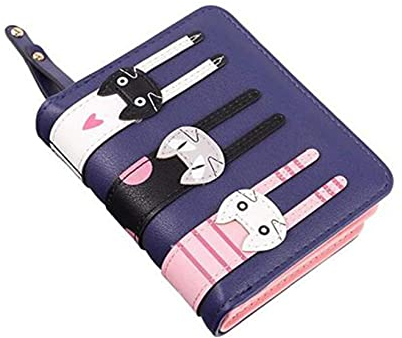 Binnan Mini Porte-Monnaie Chat Mignon, Fille Portefeuille Mini Pochette en Cuir, Porte-Cartes de Crédit Organisateur pour Femmes
