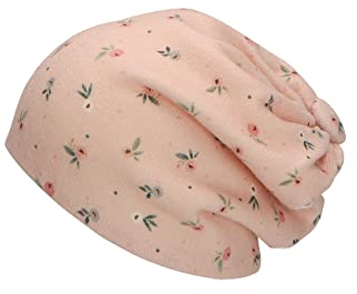 Sterntaler Baby Mädchen Beanie Baby Slouch-Beanie Blümchen Mütze - Beanie Baby, Kinderbeanie, Babymütze - mit Blumen und Knopf - rosa, 51
